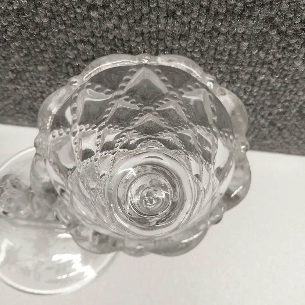 Vintage Clear Glass Double Votive Candle Holder Floral Etched Base Candelabra